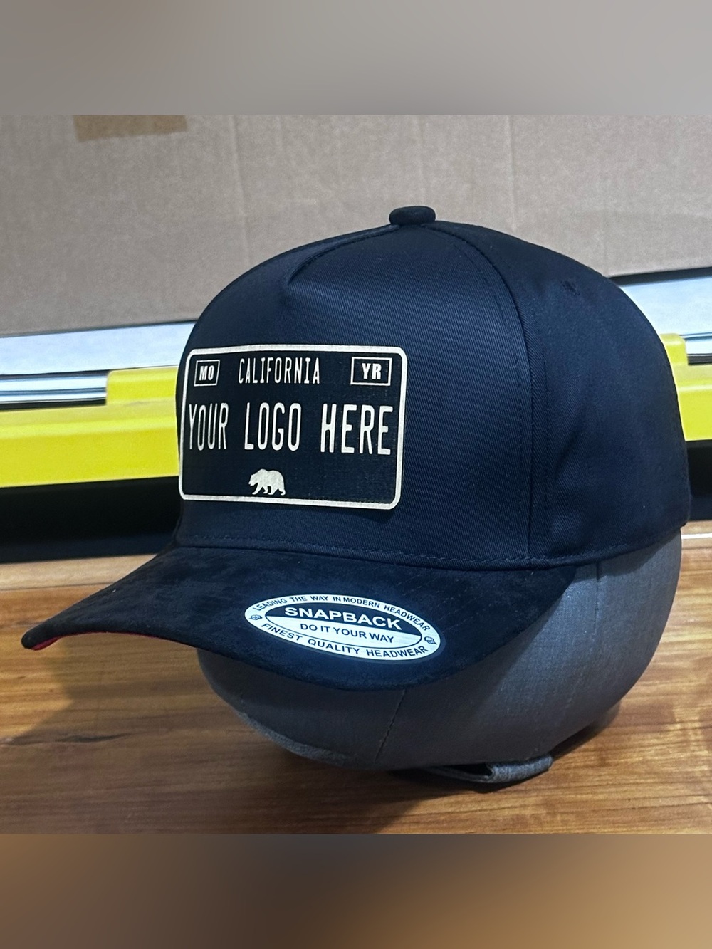 SnapBack Hats SnapBacks Car License Plate Style Custom black Hats suede Brim